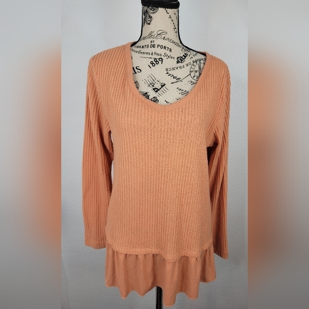 Koolaburra Ugg M Waffle Knit Tunic Thermal Top Ruffled Hem